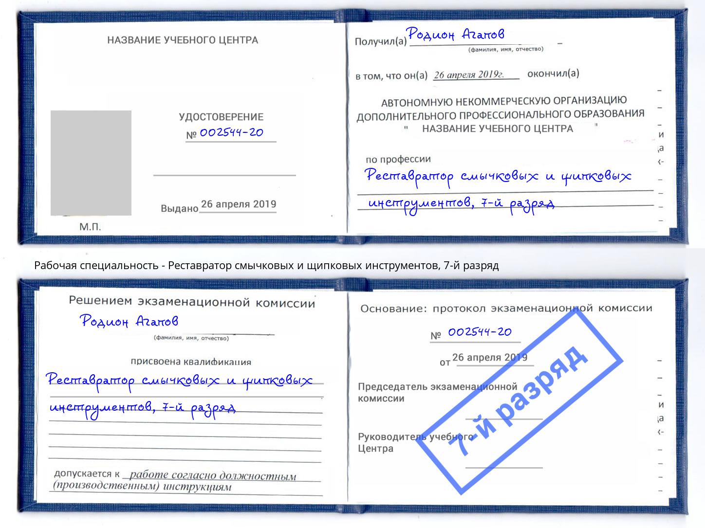 корочка 7-й разряд Реставратор смычковых и щипковых инструментов Лесозаводск