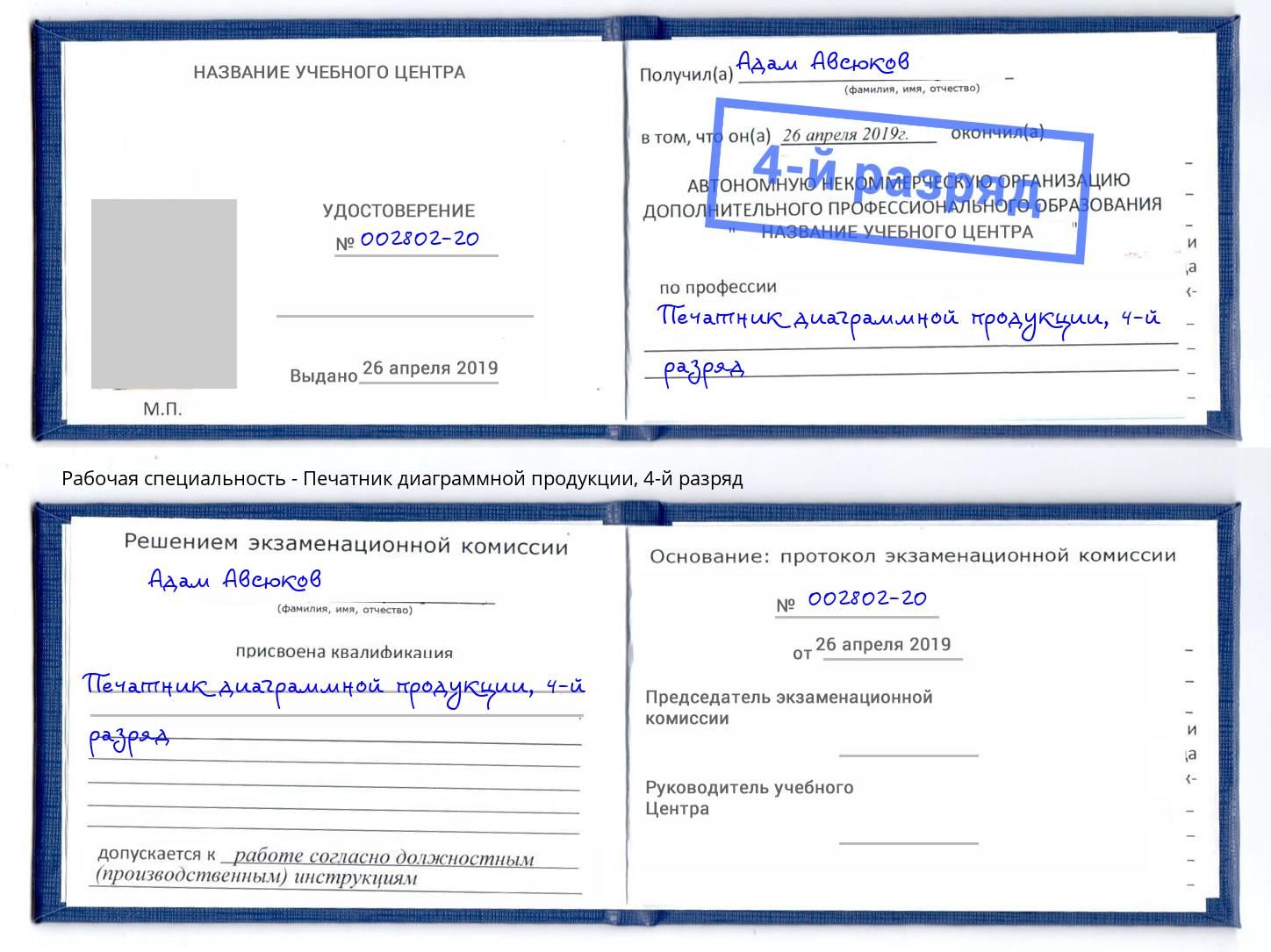 корочка 4-й разряд Печатник диаграммной продукции Лесозаводск