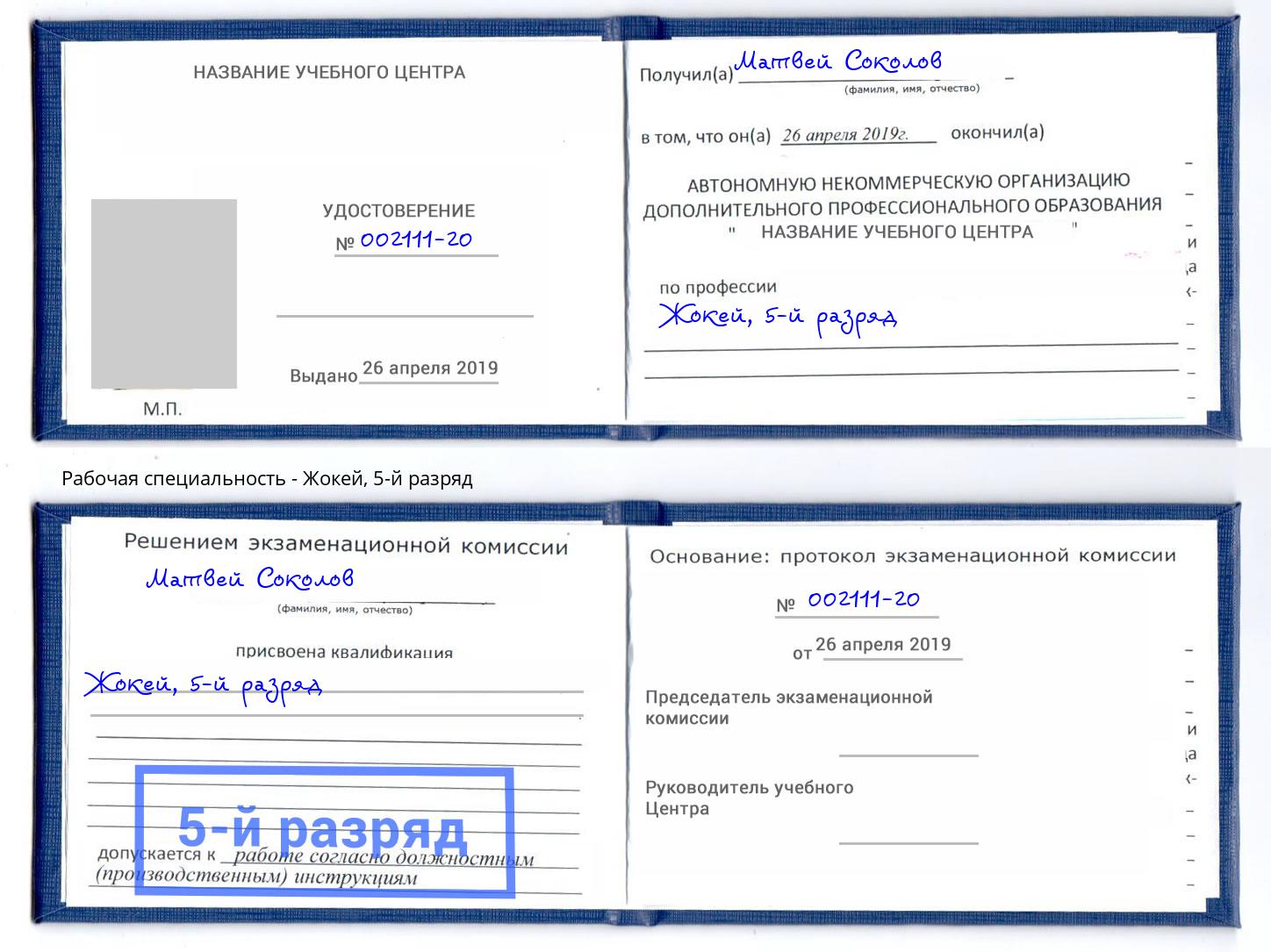 корочка 5-й разряд Жокей Лесозаводск